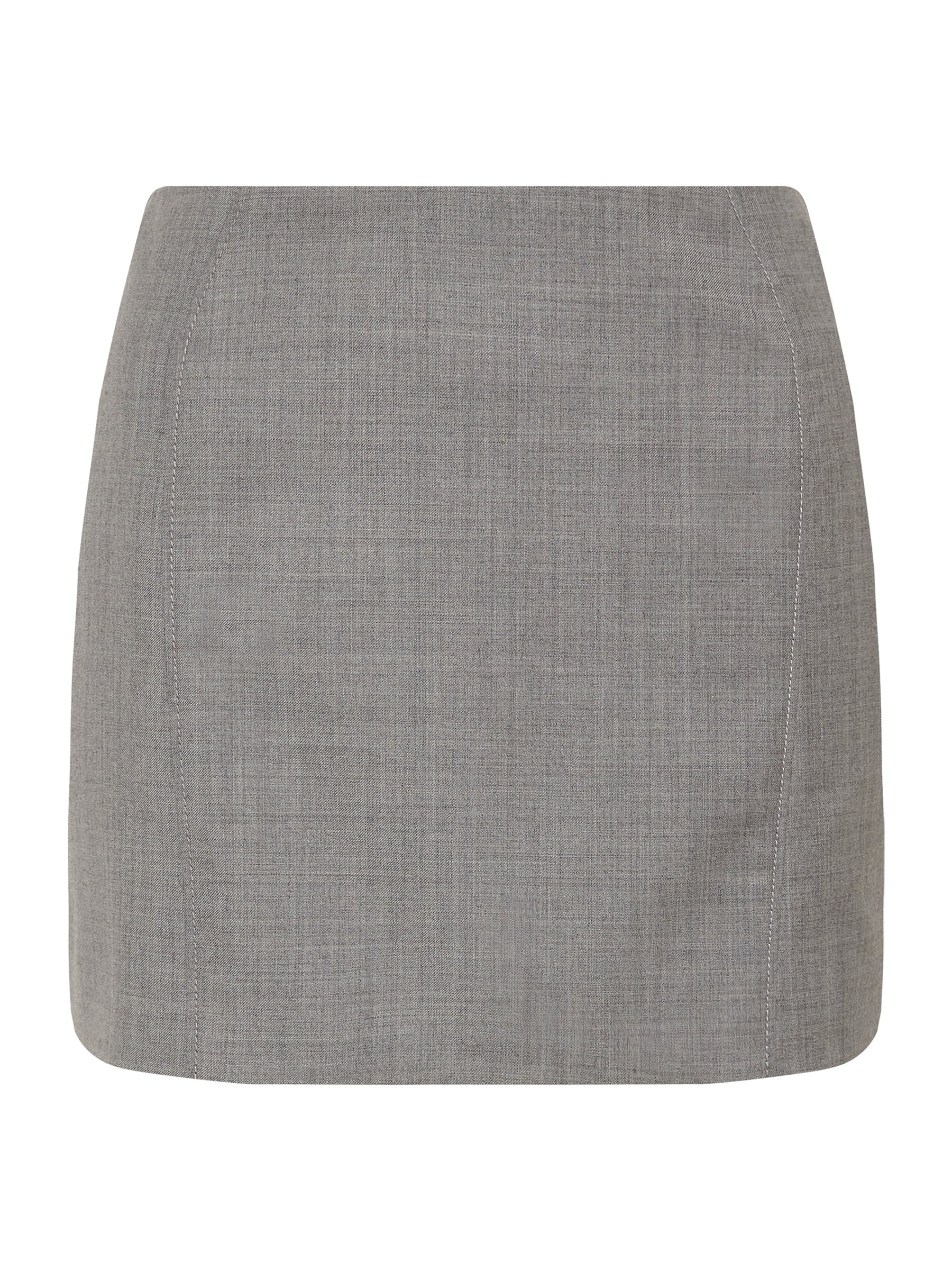St. Agni | Curve Seam Wool Mini Skirt in Grey | The UNDONE