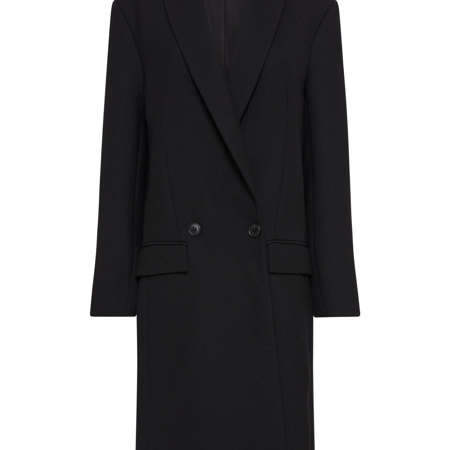 St. Agni | Double Breasted Wool Coat in Black | The UNDONE