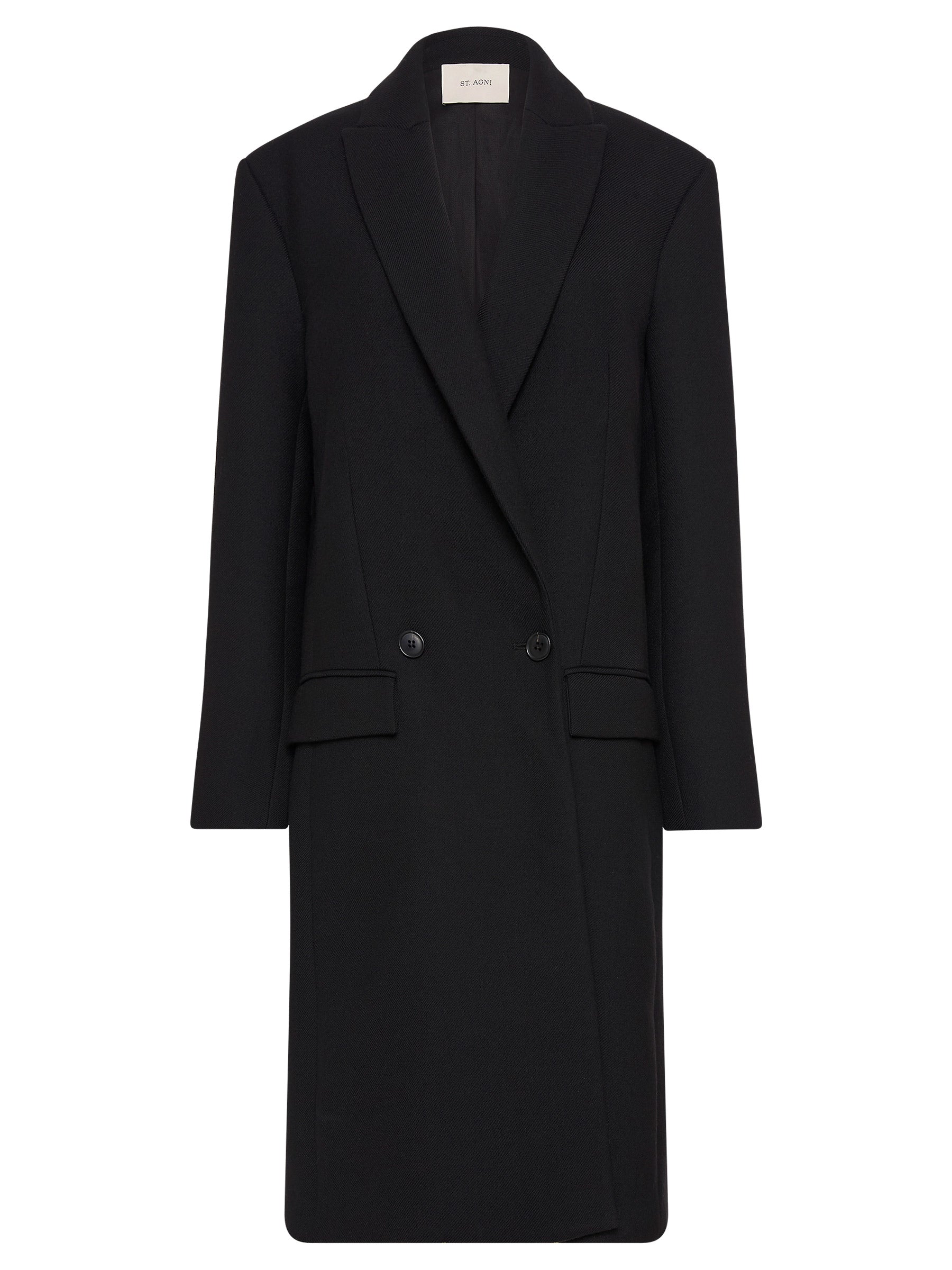 St. Agni | Double Breasted Wool Coat in Black | The UNDONE