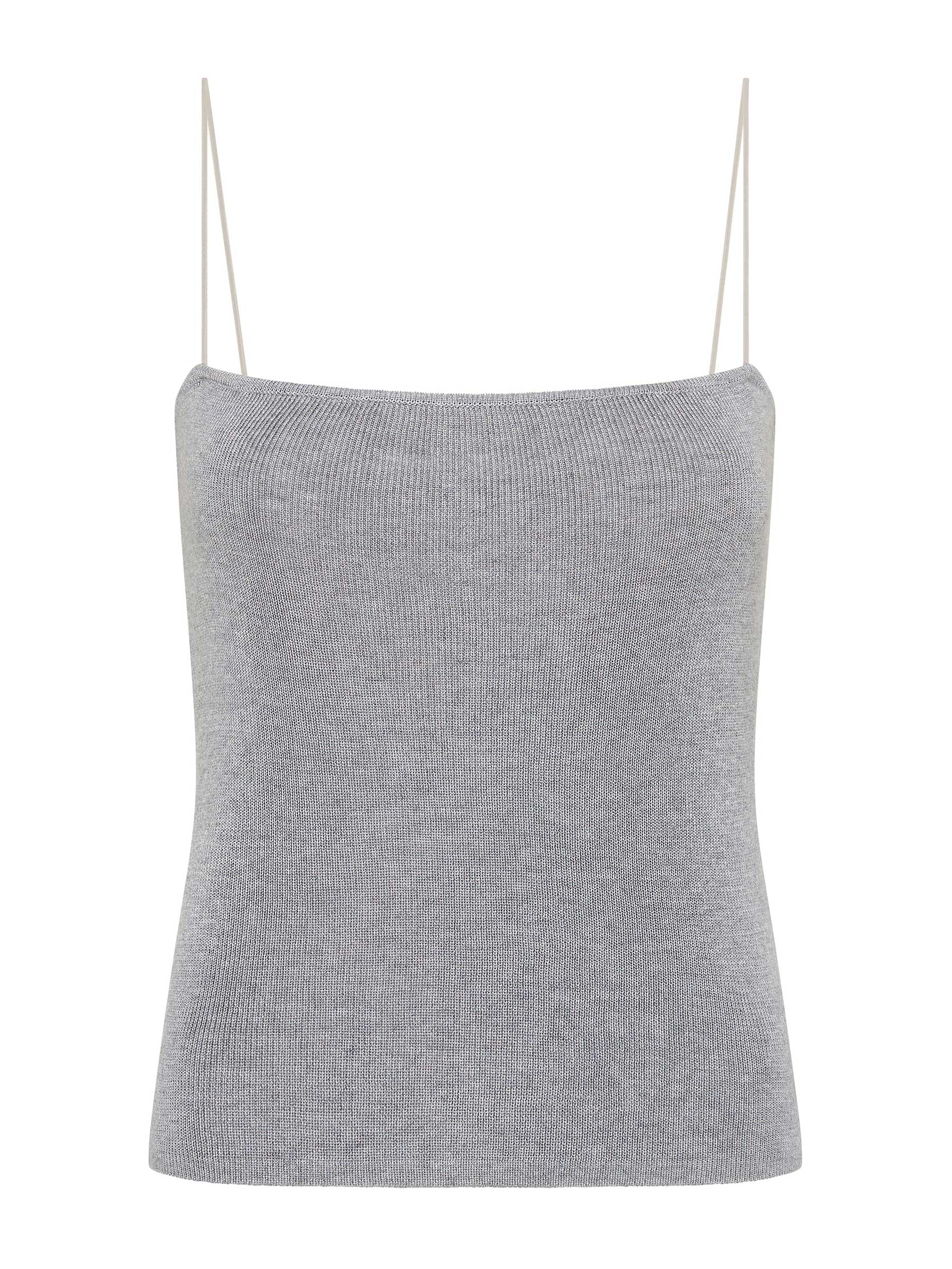 St. Agni | Fine Strap Knit Top in Grey Marle | The UNDONE