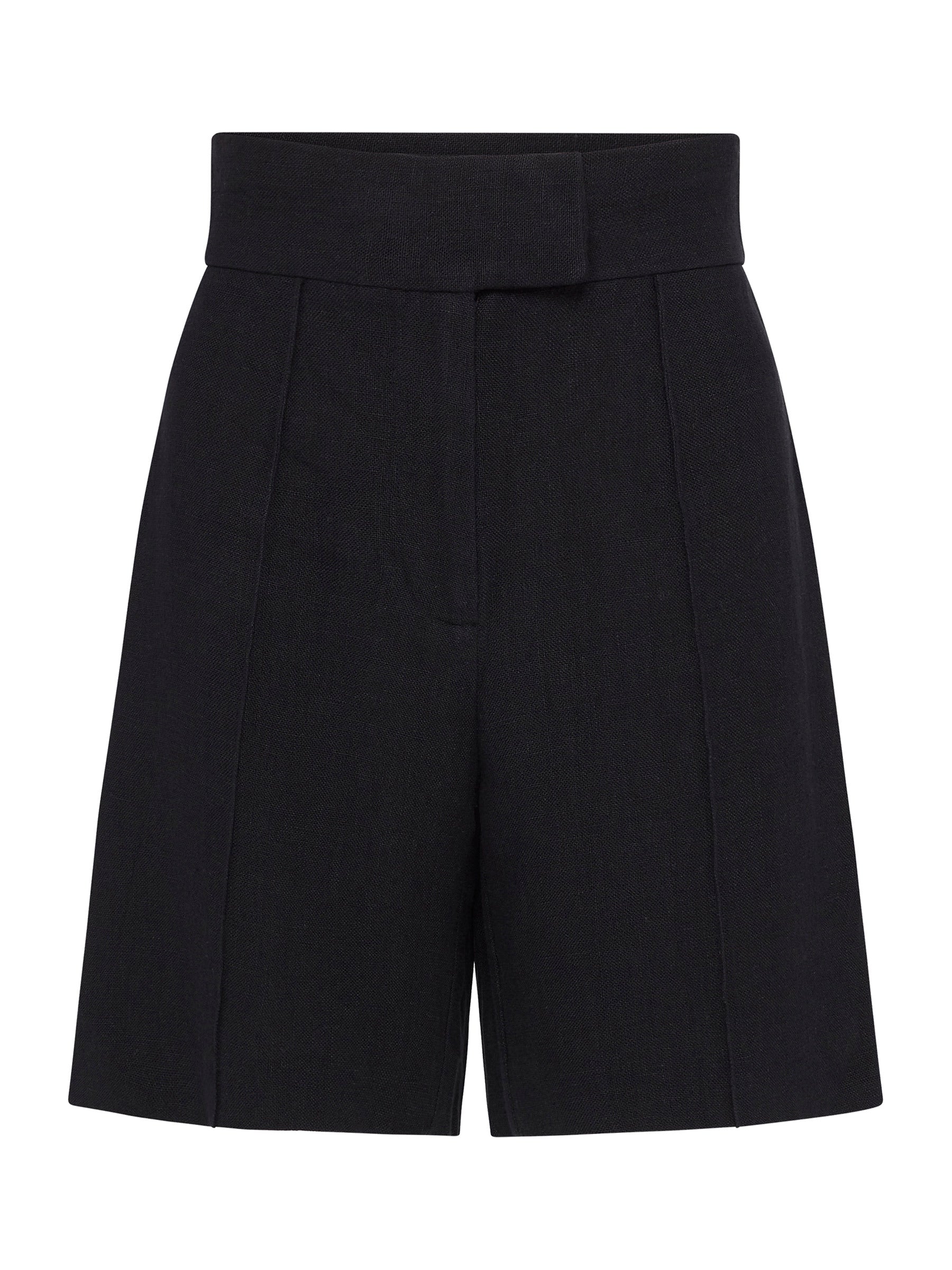 St. Agni | Linen Lola Shorts in Black | The UNDONE