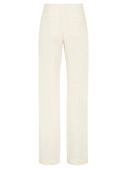 St. Agni | Linen Mid Rise Straight Pants in Ivory | The UNDONE