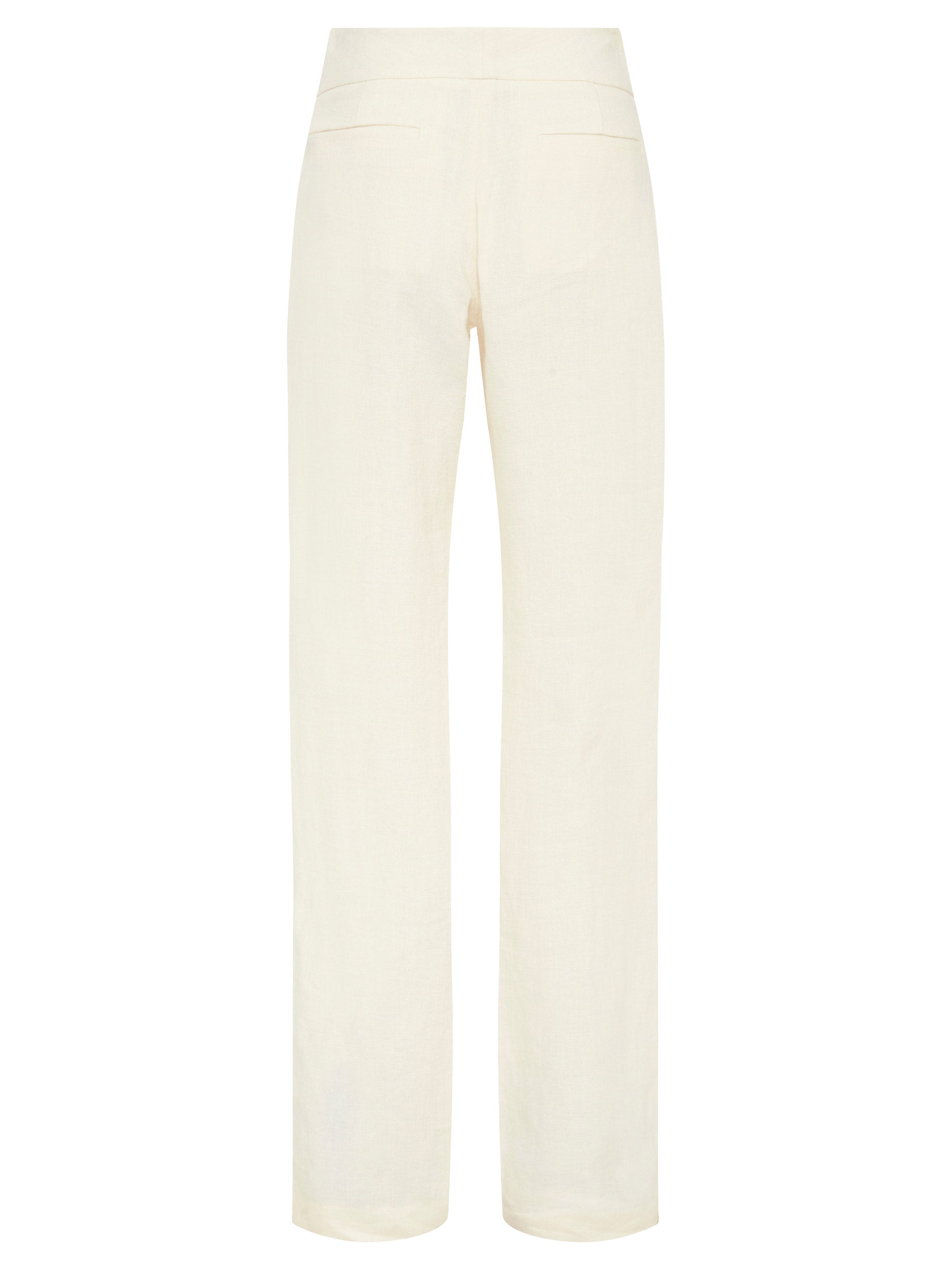 St. Agni | Linen Mid Rise Straight Pants in Ivory | The UNDONE