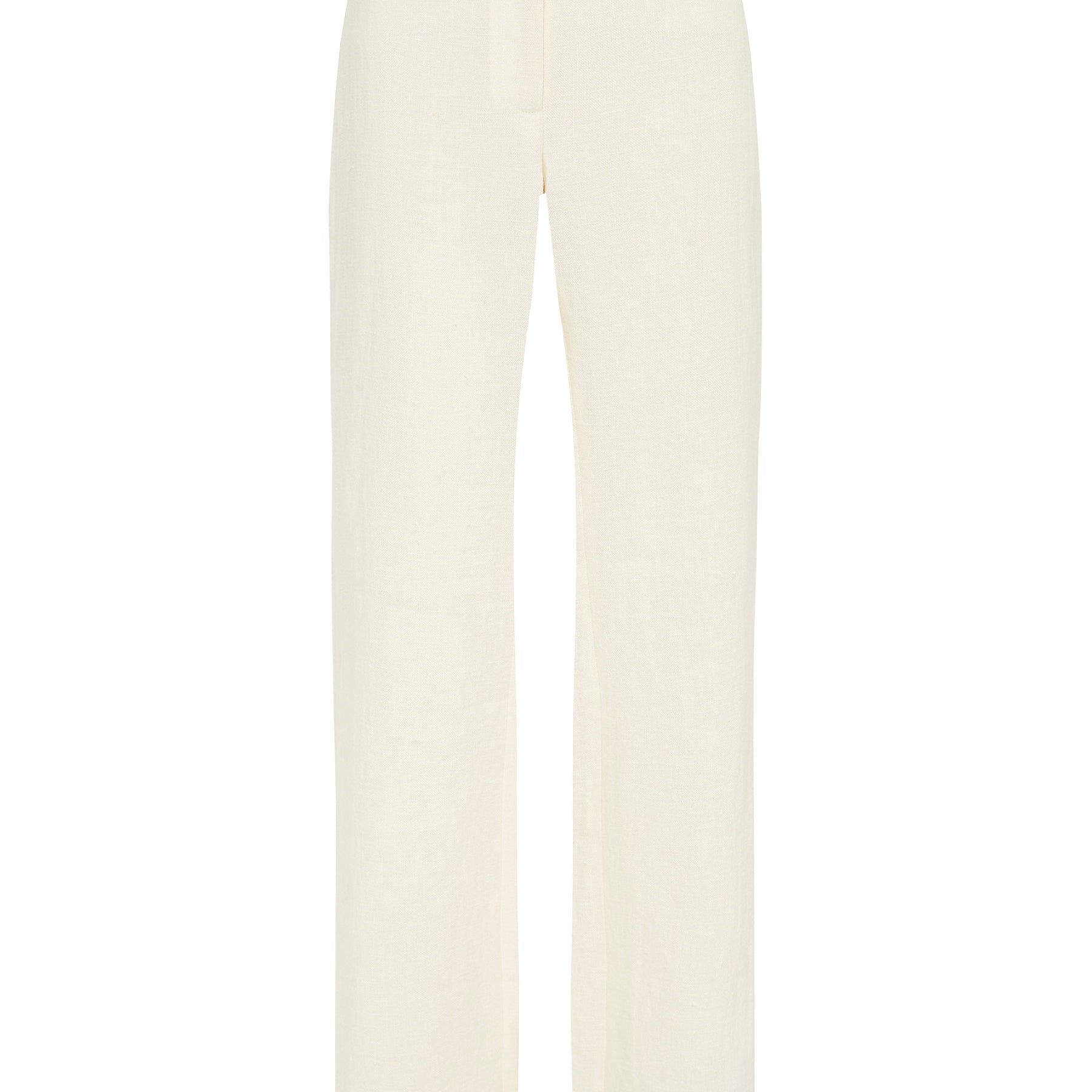 St. Agni | Linen Mid Rise Straight Pants in Ivory | The UNDONE