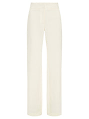 St. Agni | Linen Mid Rise Straight Pants in Ivory | The UNDONE