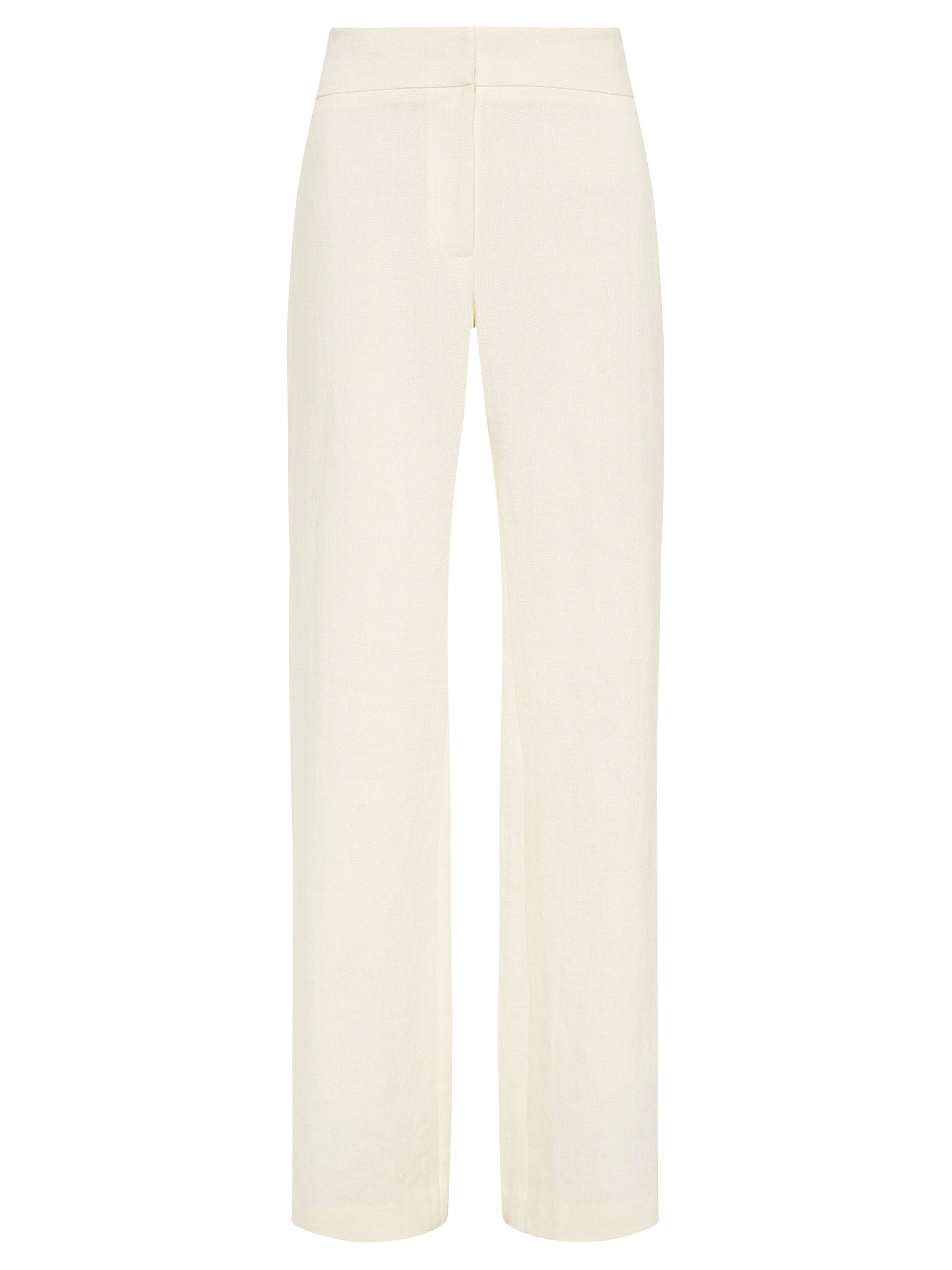 St. Agni | Linen Mid Rise Straight Pants in Ivory | The UNDONE