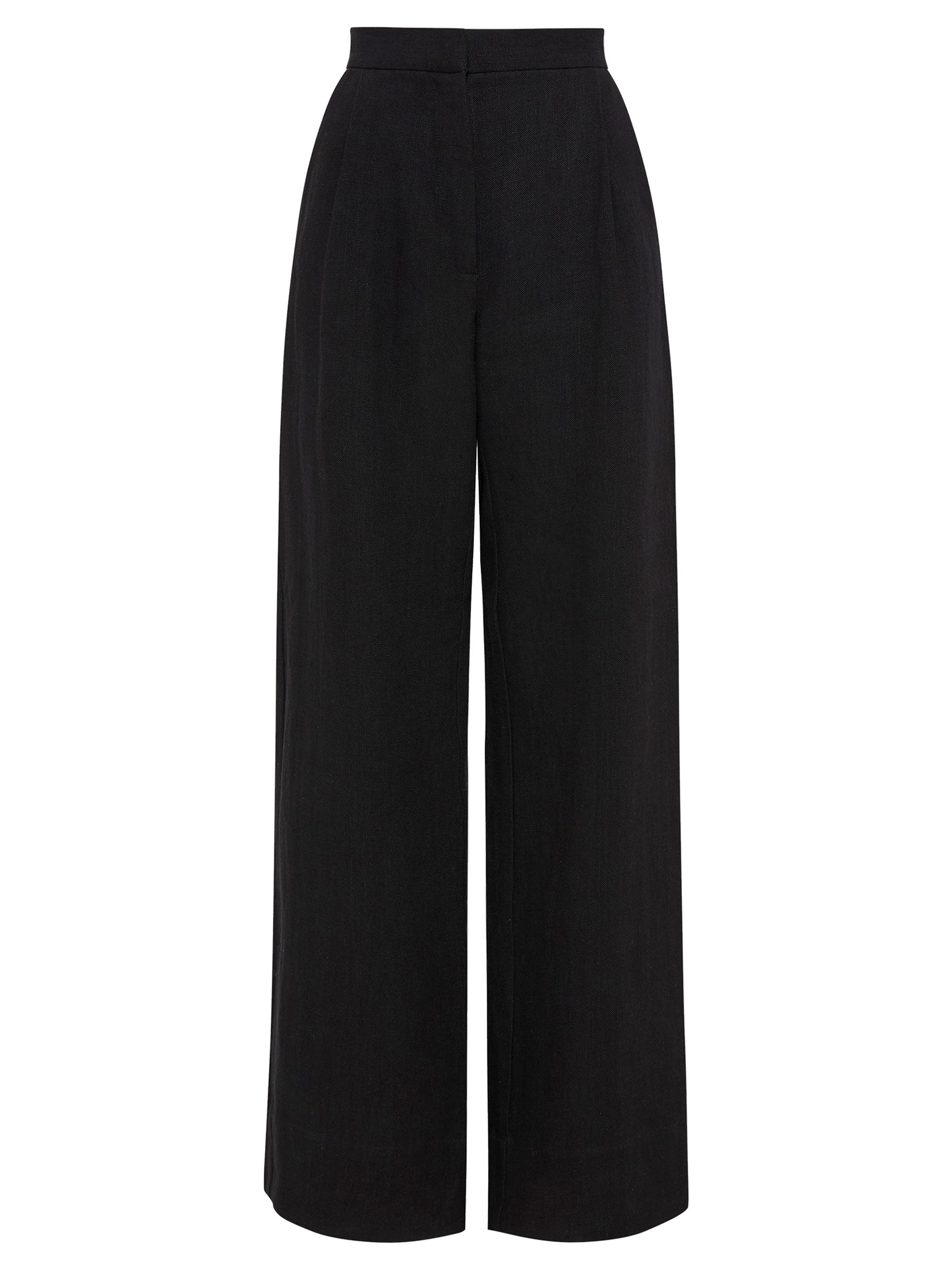 St. Agni | Linen Pleated Detailed Trousers in Black | The UNDONE