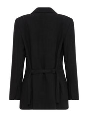 St. Agni | Linen Silhouette Blazer in Black | The UNDONE