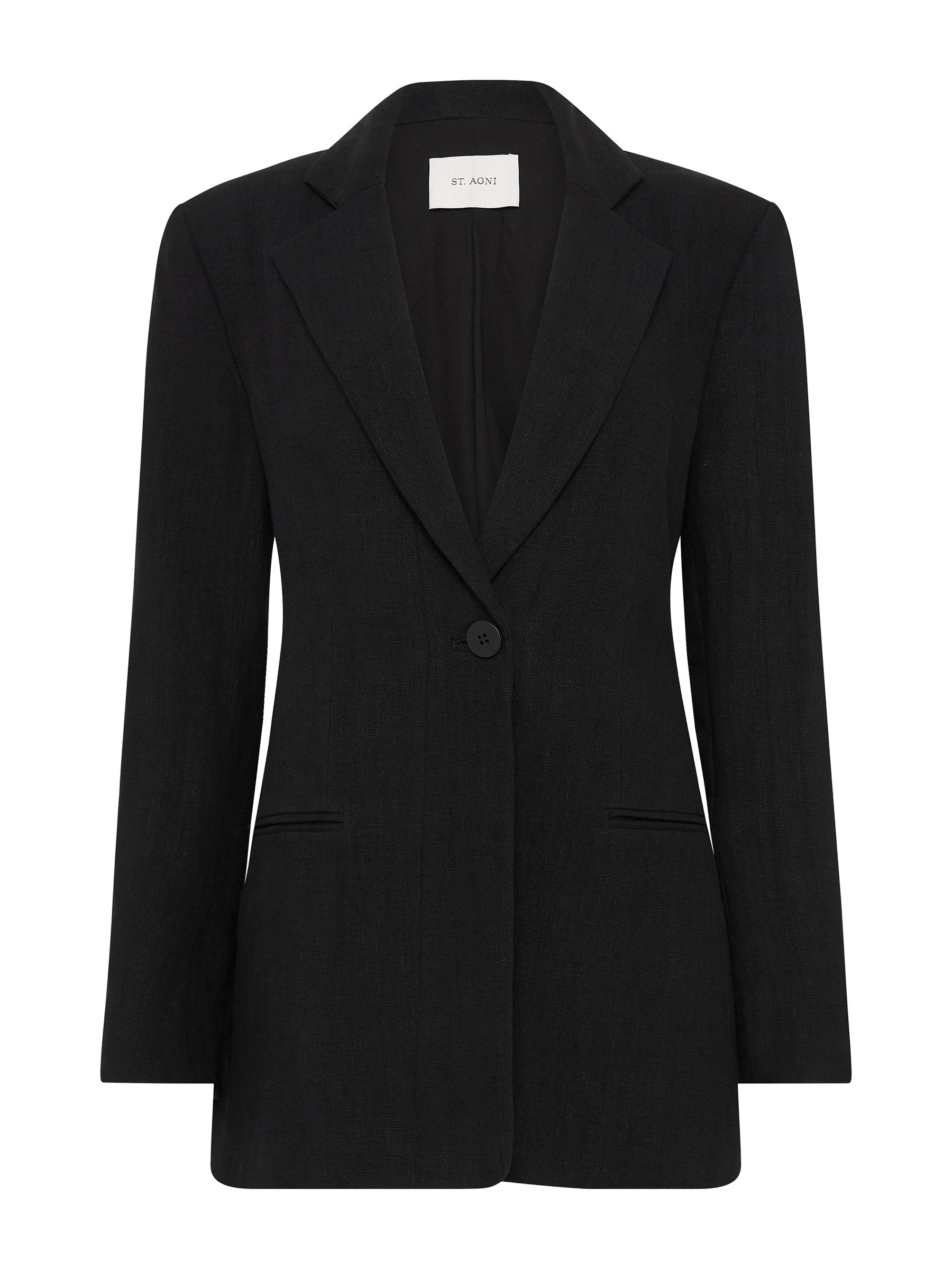 St. Agni | Linen Silhouette Blazer in Black | The UNDONE