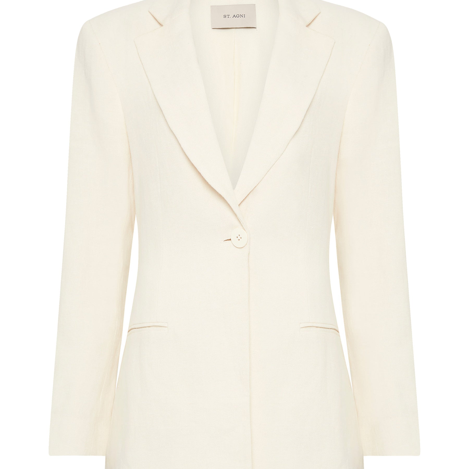 St. Agni | Linen Silhouette Blazer in Ivory | The UNDONE
