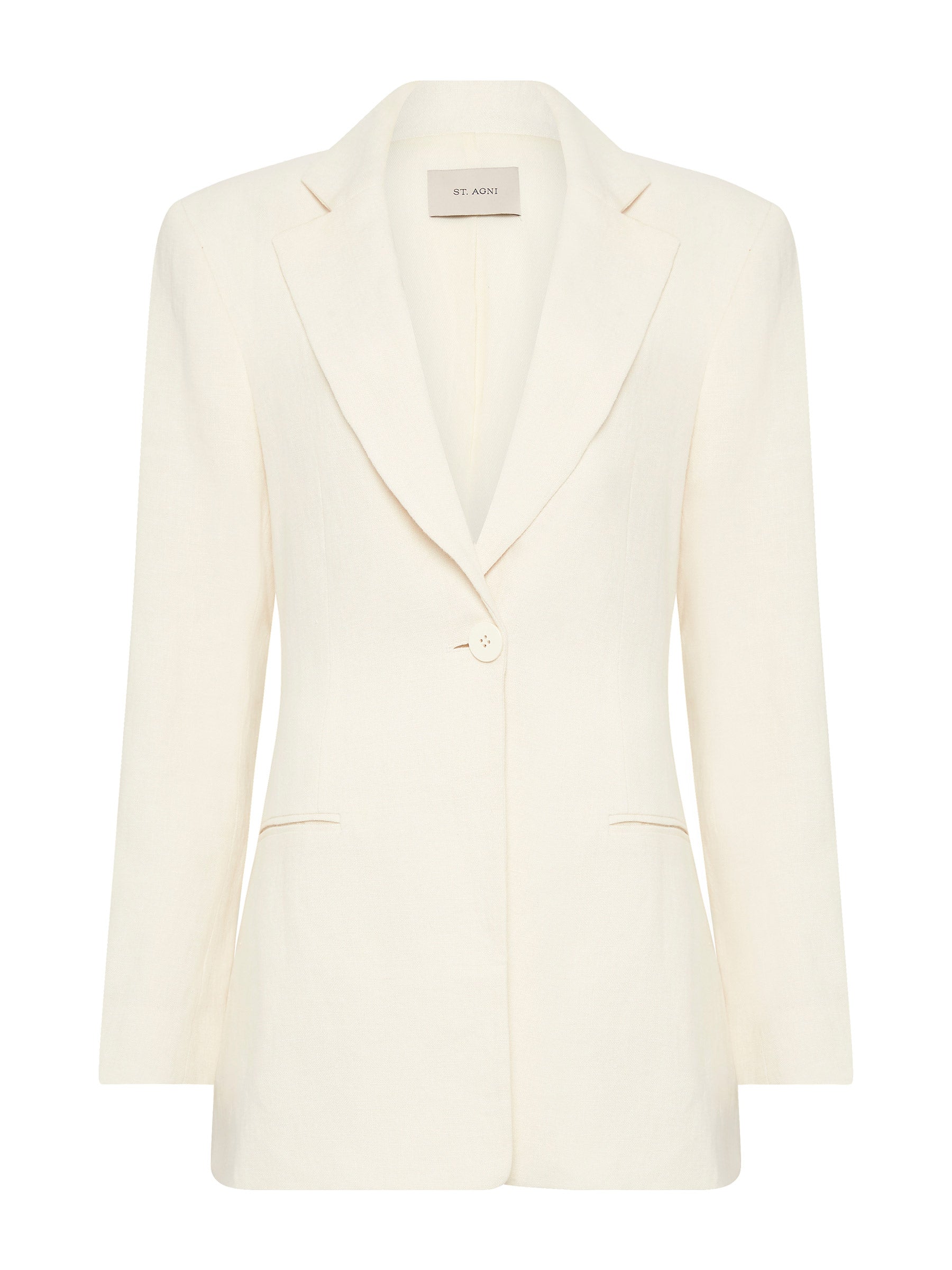 St. Agni | Linen Silhouette Blazer in Ivory | The UNDONE