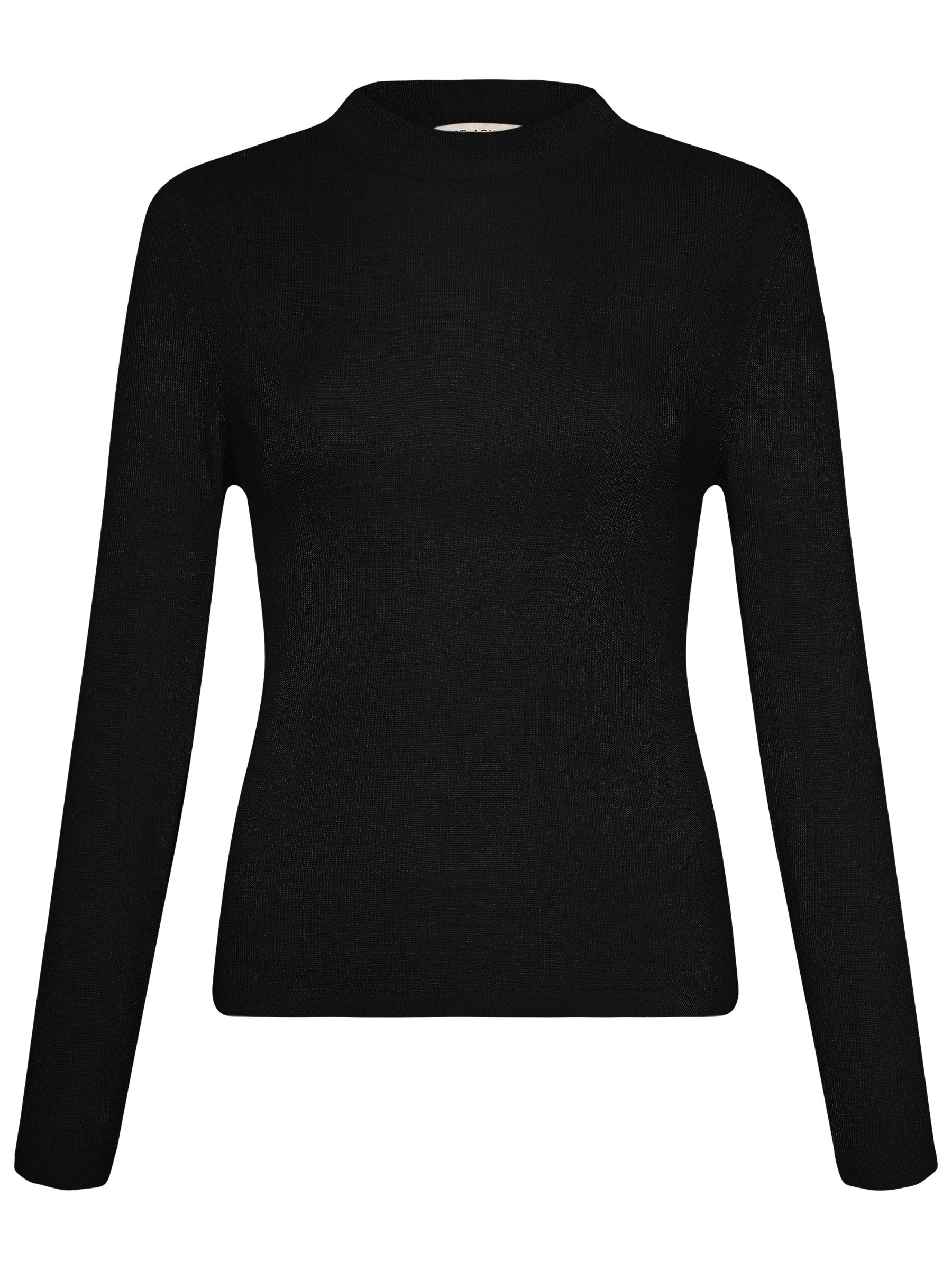 St. Agni | L/S High Neck Knit Top in Black | The UNDONE