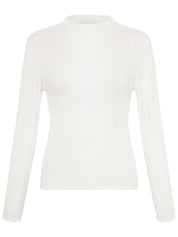 St. Agni | L/S High Neck Knit Top in White | The UNDONE