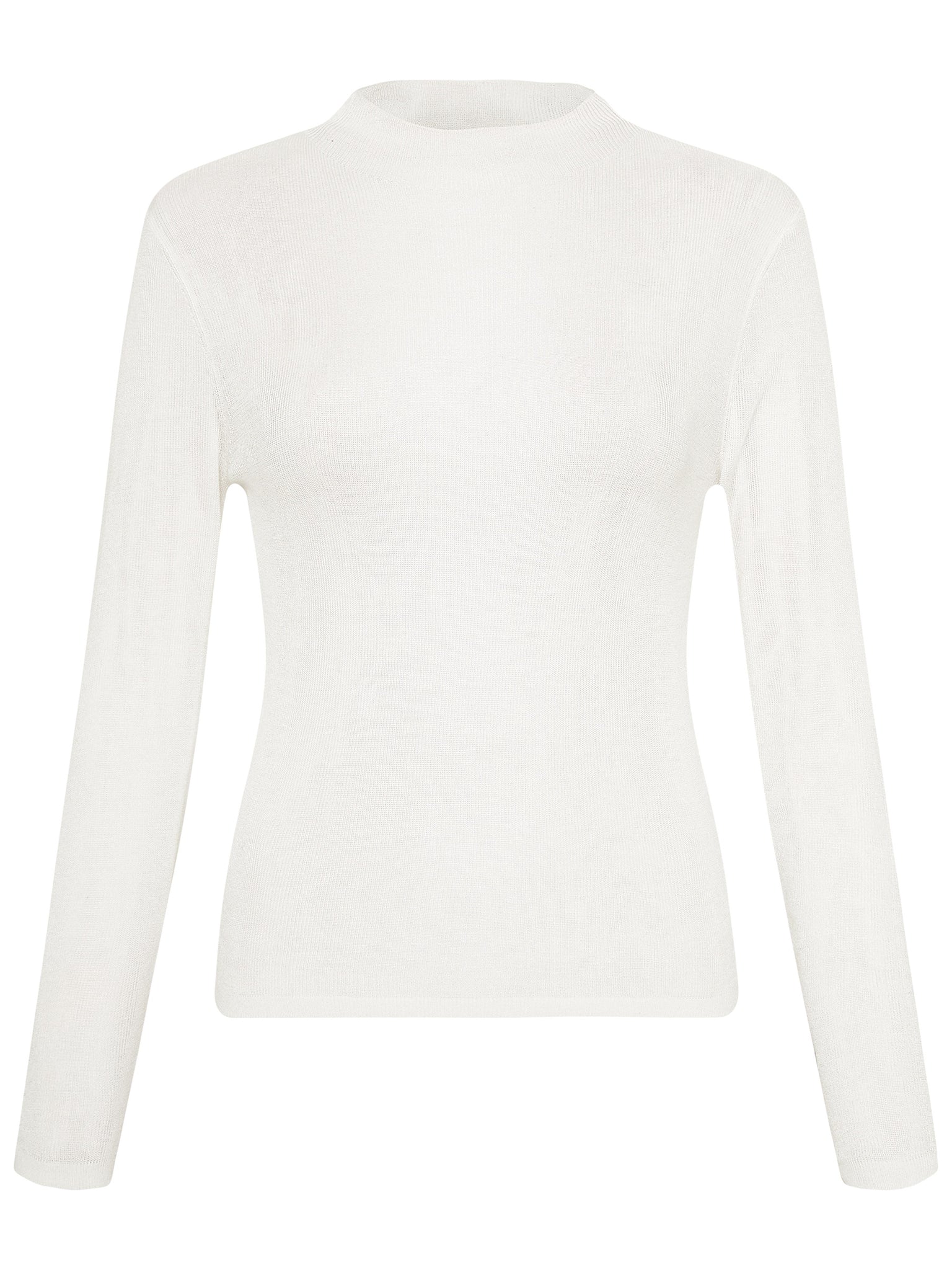 St. Agni | Long Sleeve High Neck Knit Top in White | The UNDONE by St. Agni