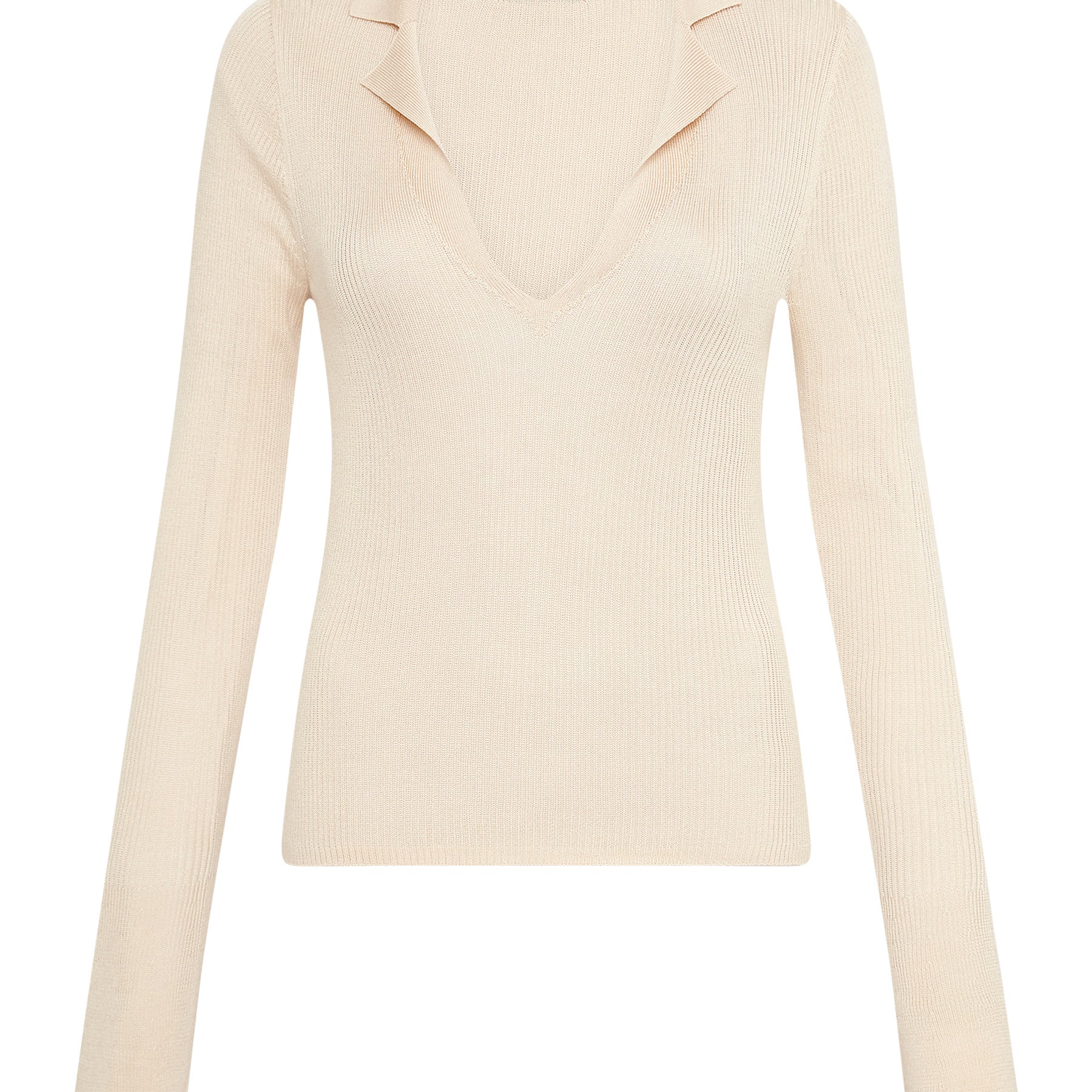 St. Agni | Rib Knit Polo Top in Ecru | The UNDONE