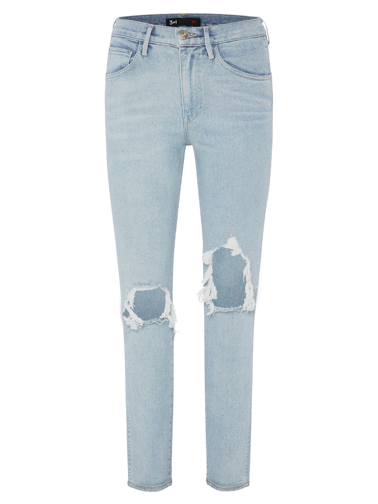 3X1 | Straight Authentic Cropped Denim Jeans in Light Blue | The ...