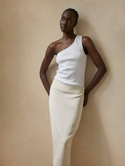 St. Agni | Low Waist Pencil Skirt in Cool White | The UNDONE