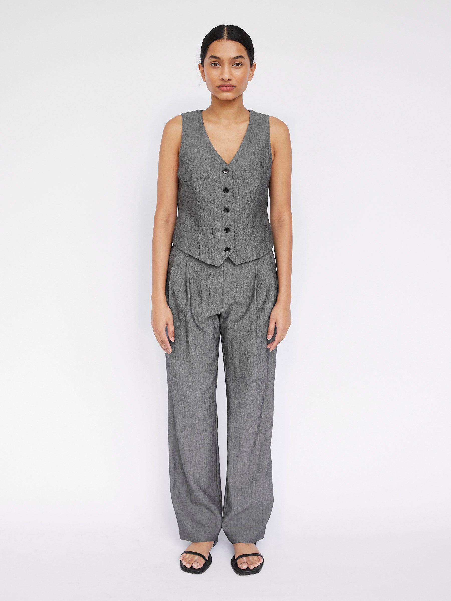 Arnsdorf | Agnes Top in Grey Herringbone | The UNDONE