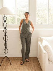 Arnsdorf | Agnes Vest Top in Grey Herringbone | The UNDONE