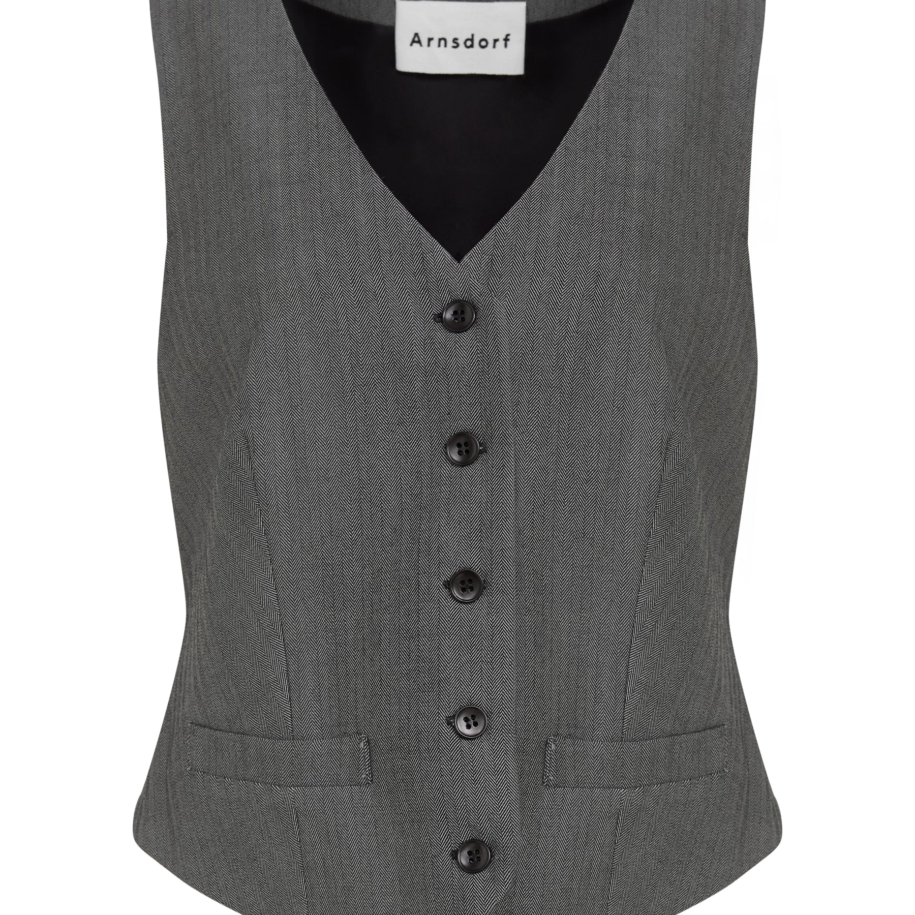 Arnsdorf | Agnes Vest Top in Grey Herringbone | The UNDONE