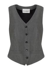 Arnsdorf | Agnes Vest Top in Grey Herringbone | The UNDONE