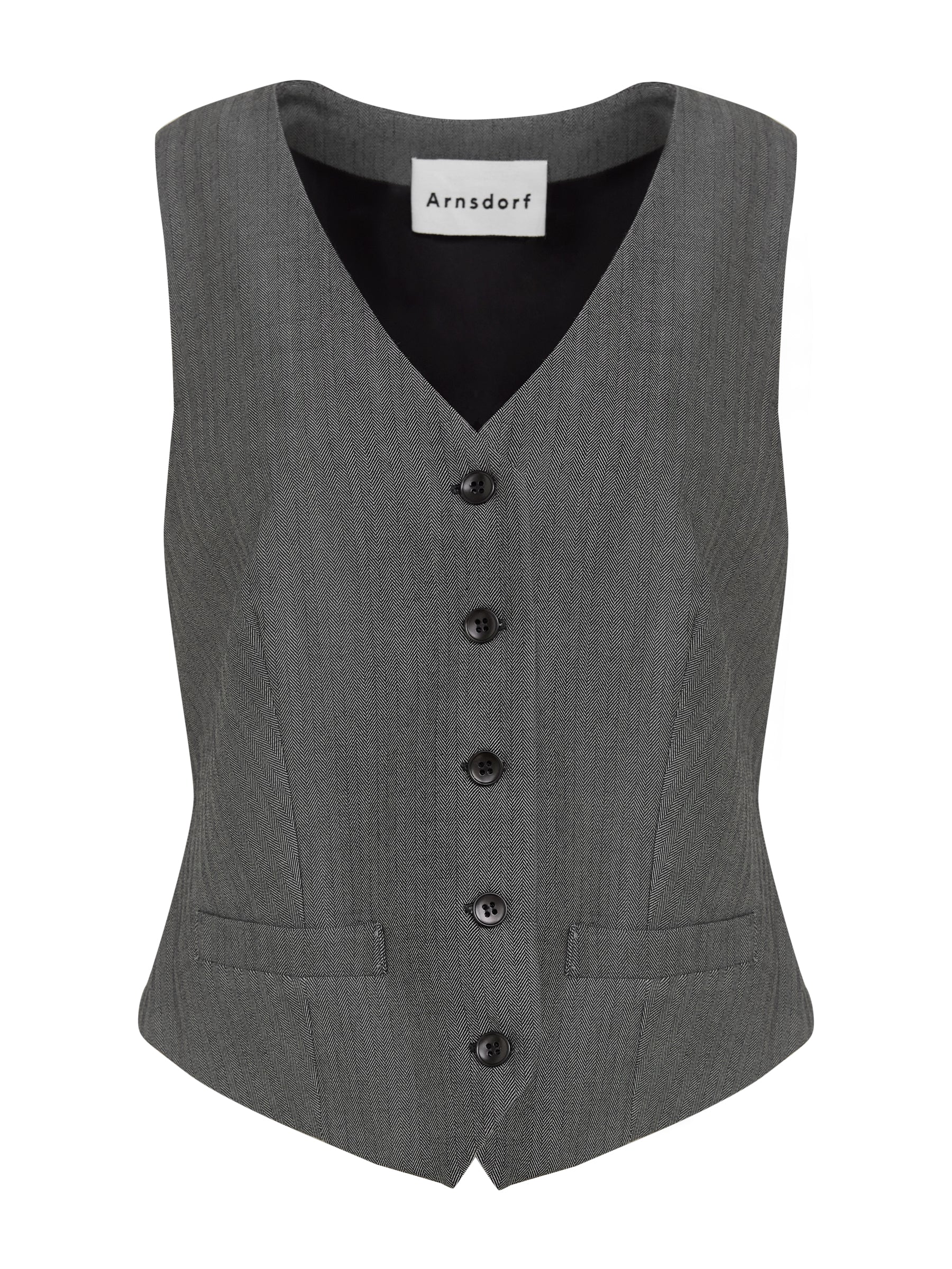 Arnsdorf | Agnes Vest Top in Grey Herringbone | The UNDONE