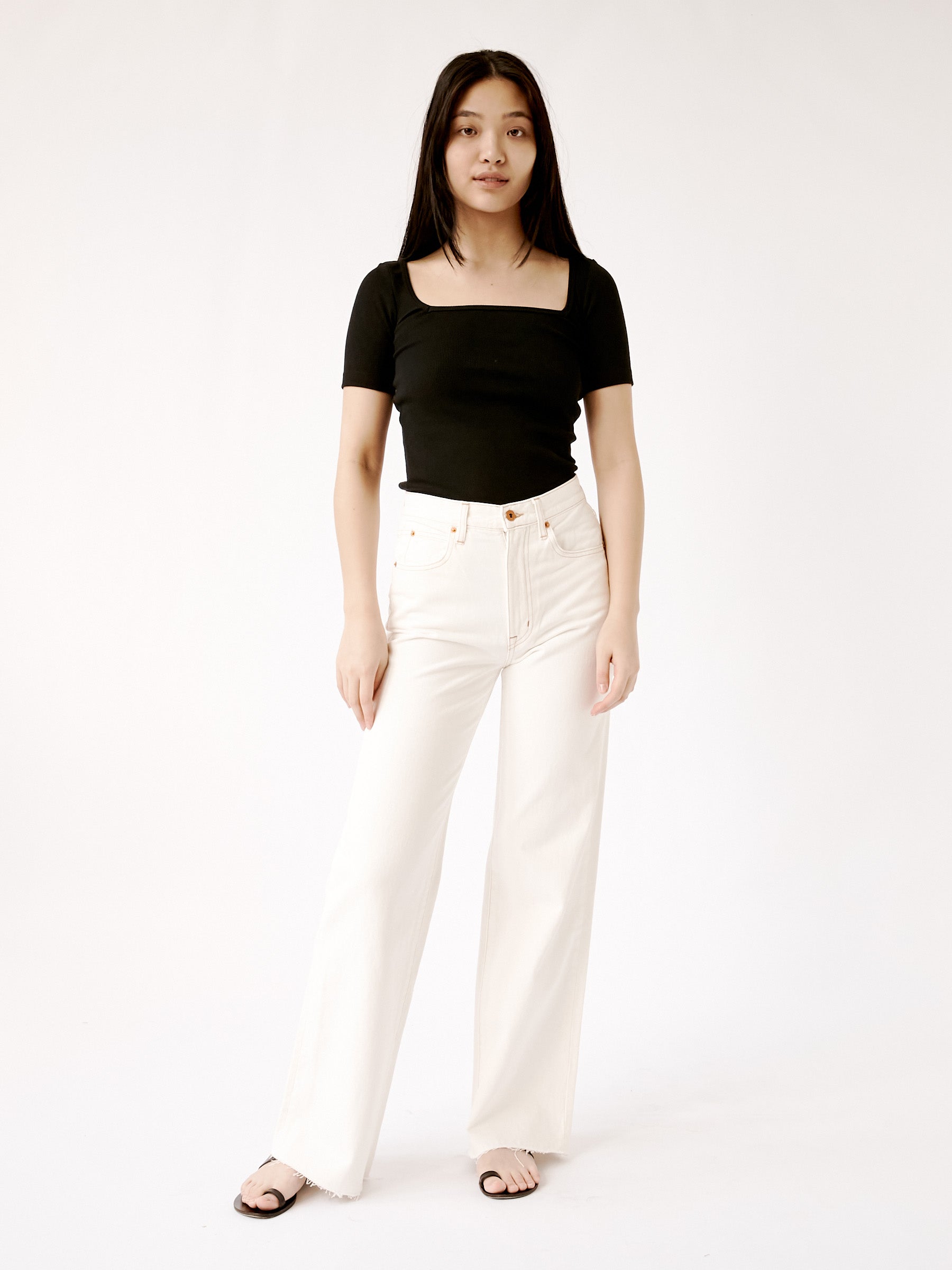 SLVRLAKE | Grace High Rise Wide Leg Jean in Natural White | The UNDONE