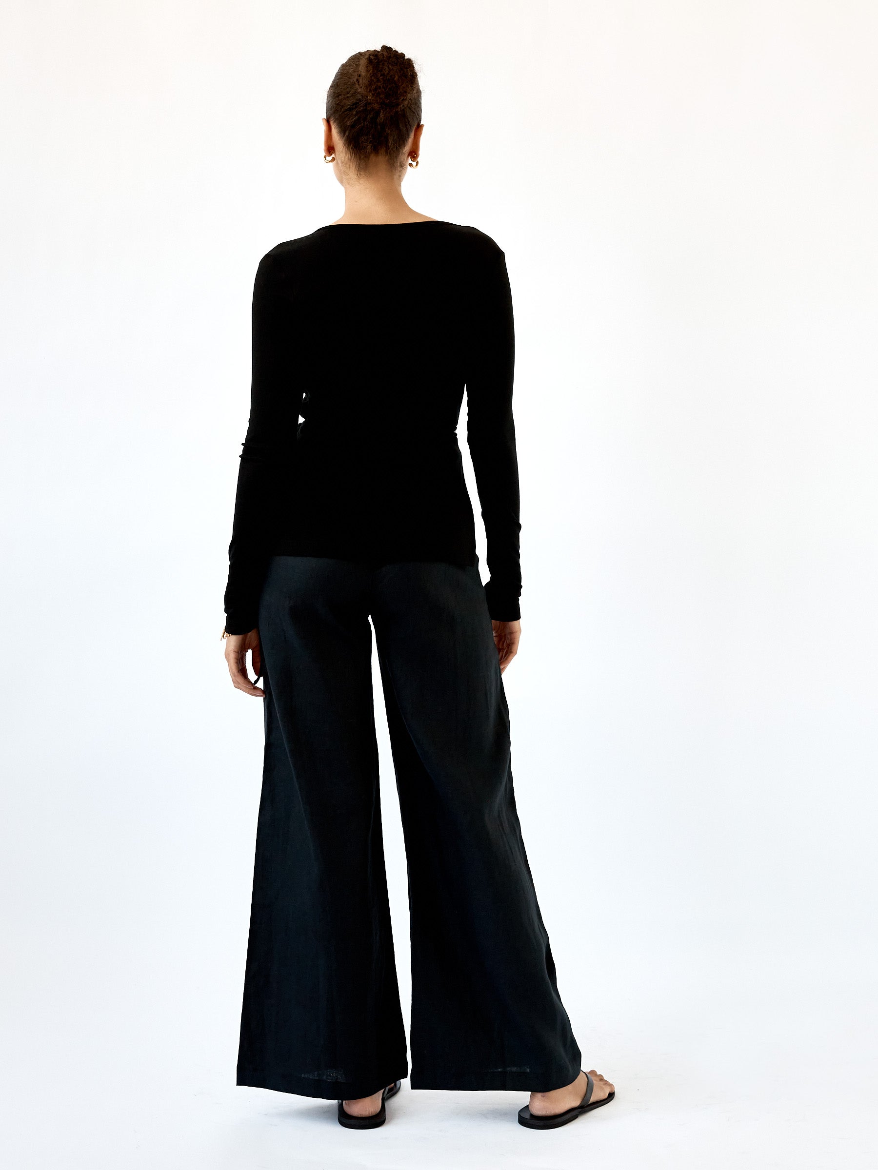Arnsdorf | Misty Wrap Top in Black | The UNDONE