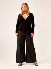 Arnsdorf | Misty Wrap Top in Black | The UNDONE