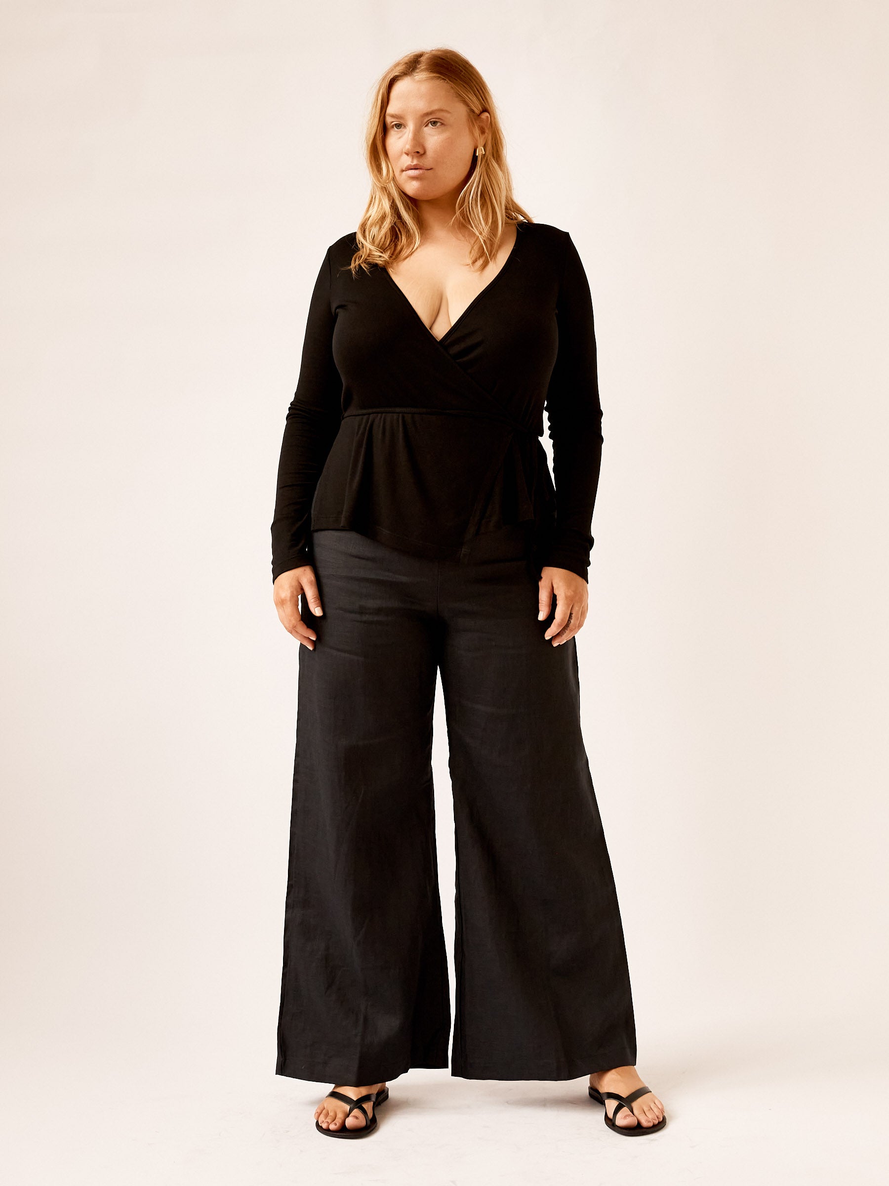 Arnsdorf | Misty Wrap Top in Black | The UNDONE