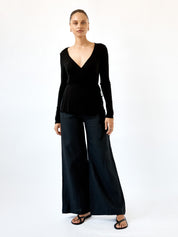 Arnsdorf | Misty Wrap Top in Black | The UNDONE