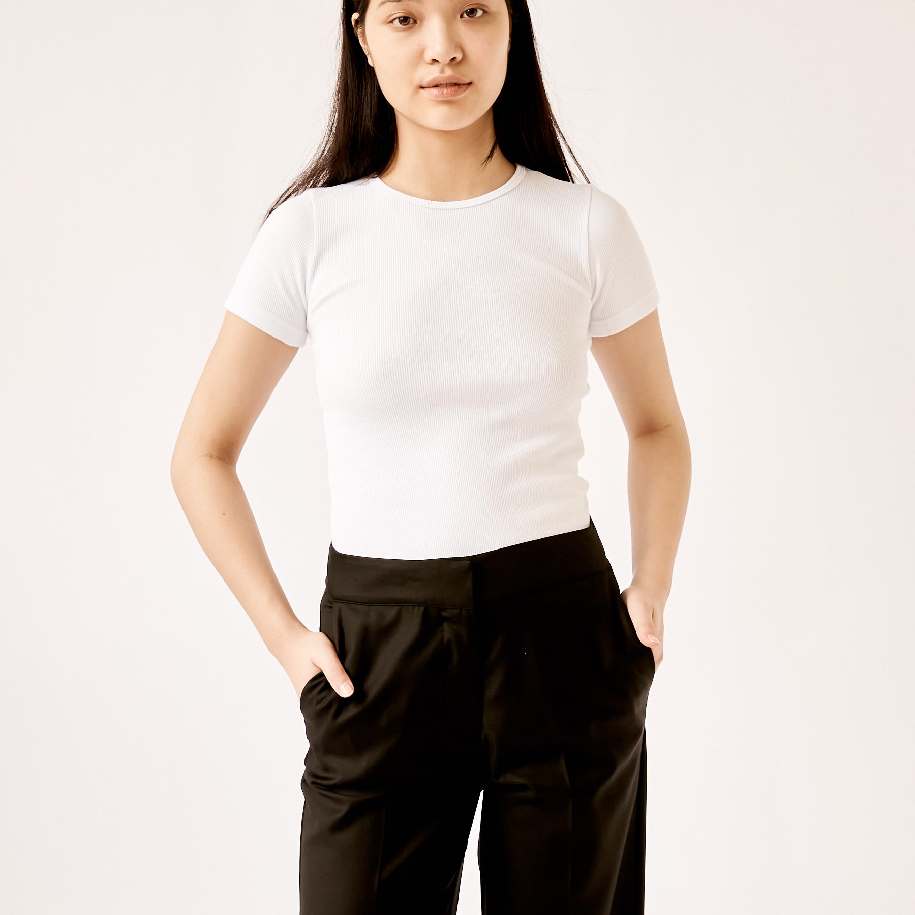 Arnsdorf | Organic Fitted Rib Tee in White | The UNDONE