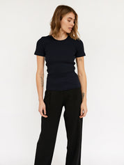 Arnsdorf | Navy Organic Fitted Rib Tee | The UNDONE