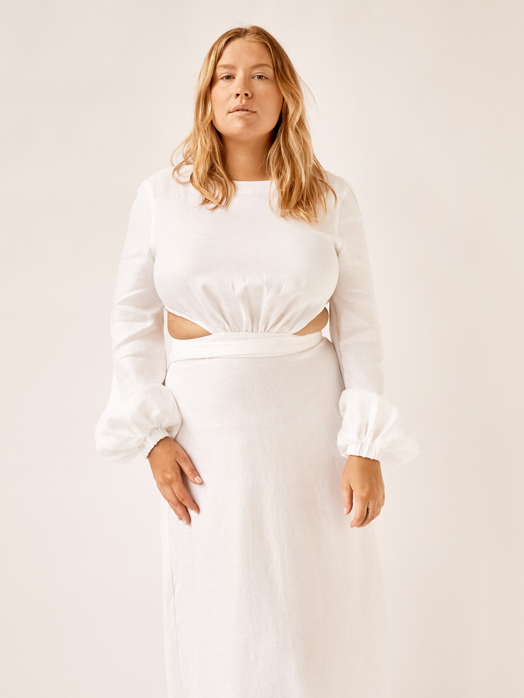 BONDI BORN Chateau short-sleeve maxi dress - White
