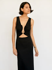 Christopher Esber | Black Plunge Neckline Polar Orbit Dress | The UNDONE
