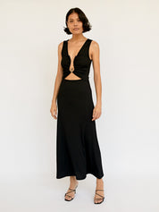 Christopher Esber | Black Plunge Neckline Polar Orbit Dress | The UNDONE