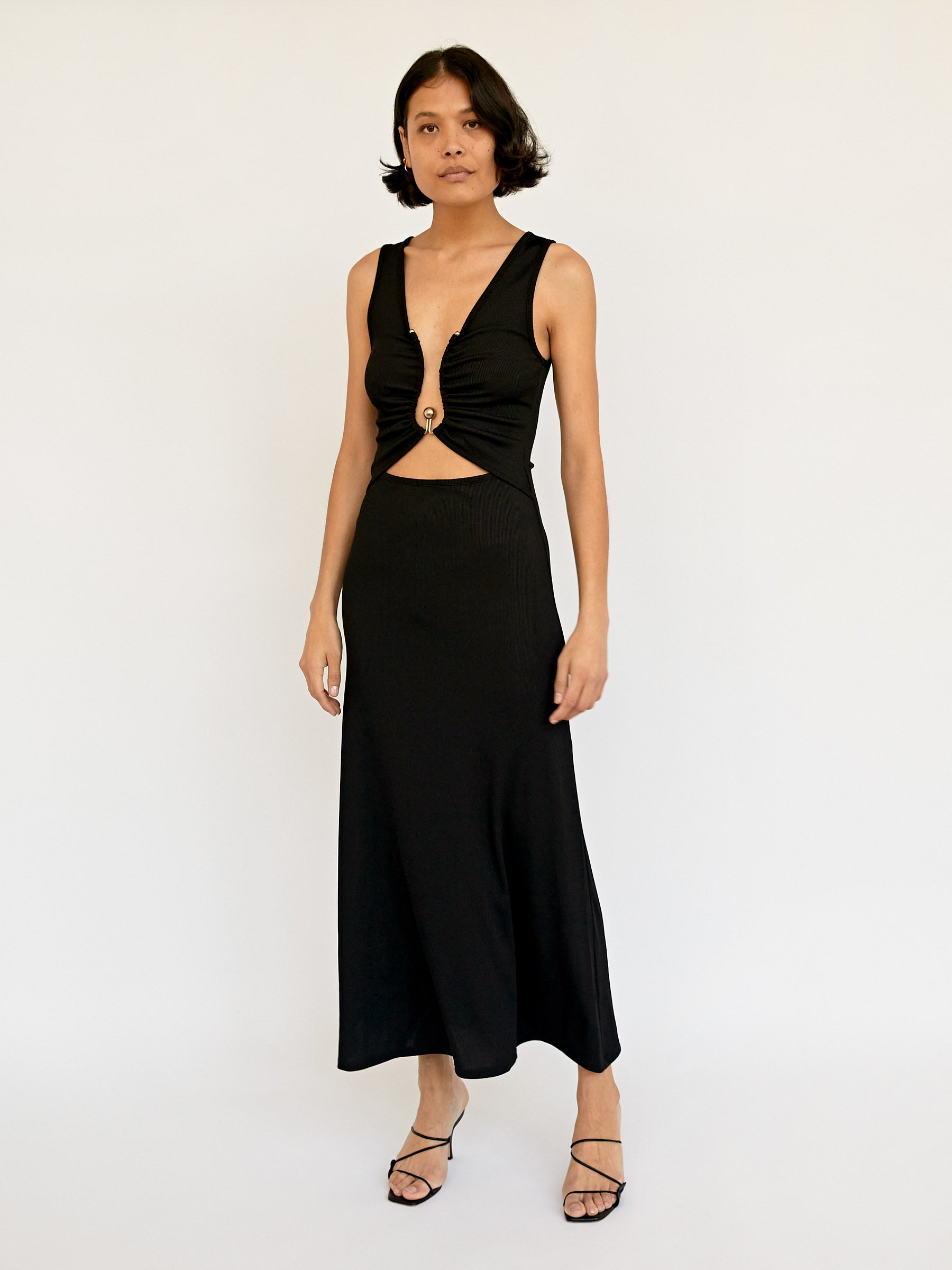 Christopher Esber | Black Plunge Neckline Polar Orbit Dress | The UNDONE