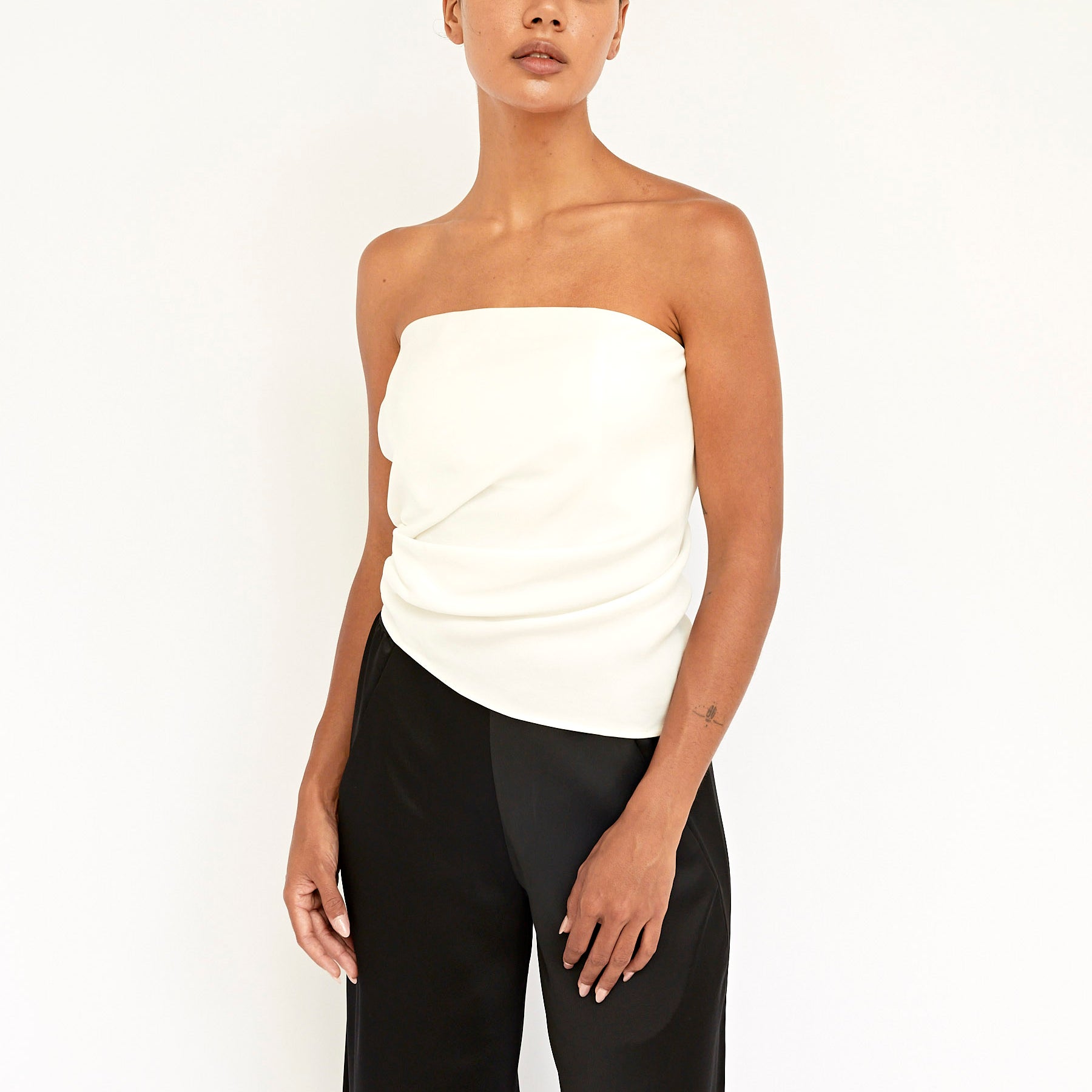 Christopher Esber | Cowl Strapless Top in White | The UNDONE