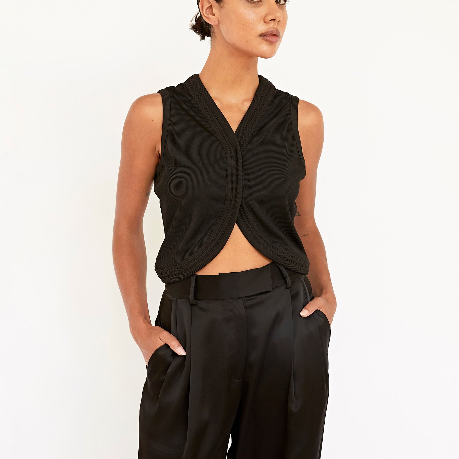 Christopher Esber | Multi Bind Rib Vest Top In Black | The UNDONE