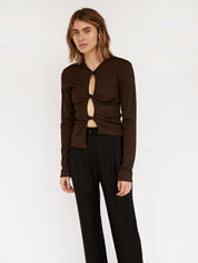 Christopher Esber | Chocolate Open Twist Long Sleeve Top | The UNDONE