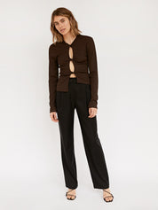 Christopher Esber | Chocolate Open Twist Long Sleeve Top | The UNDONE
