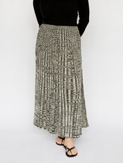 Christopher Esber | Bone and Black Pleated Knit Tie Skirt | The UNDONE