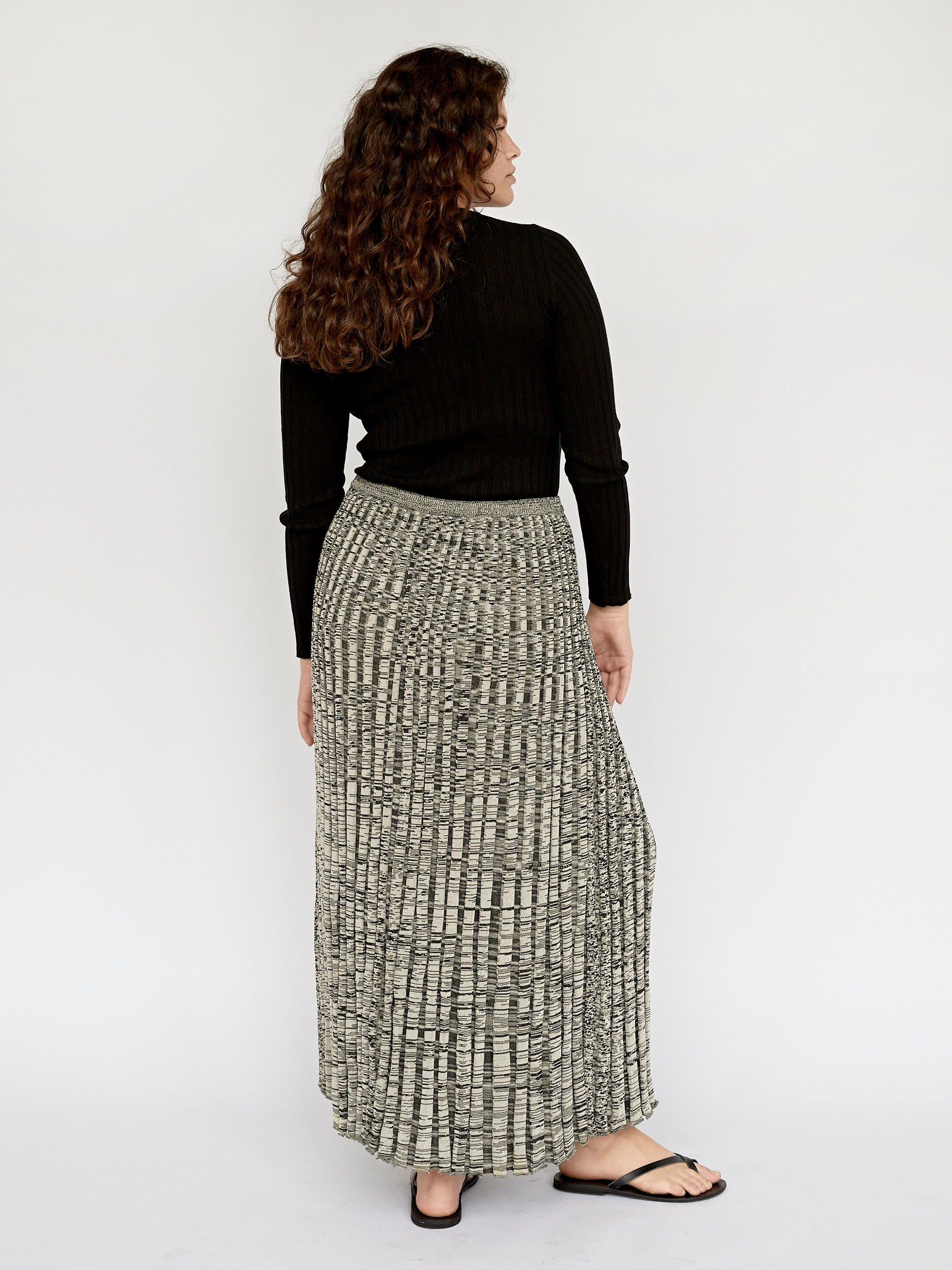 Christopher Esber | Bone and Black Pleated Knit Tie Skirt | The UNDONE