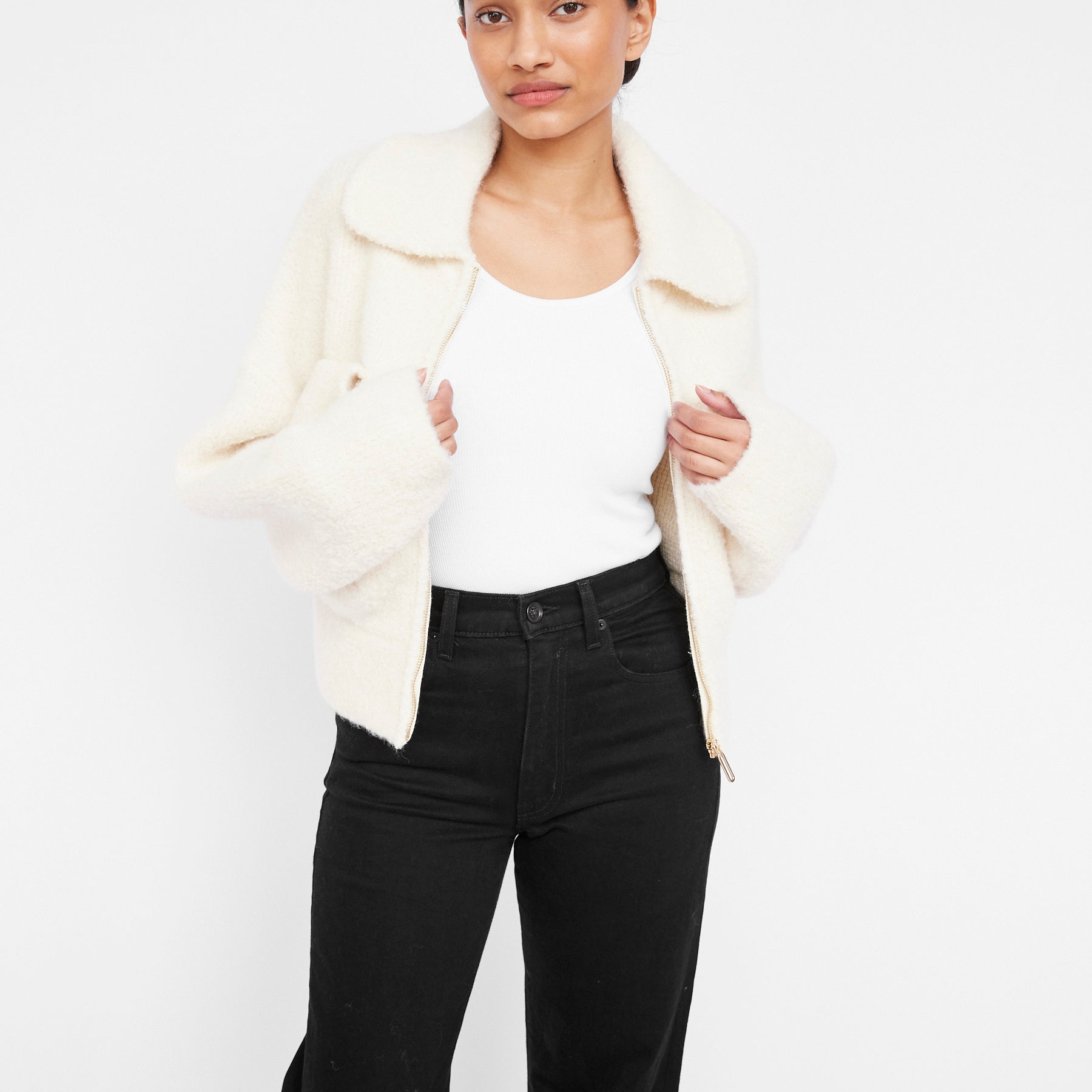 Clea | Hugo Boucle Bomber in Chalk | The UNDONE