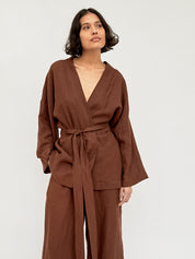 Deiji Studios | Tobacco 01 Linen Loungewear Set Long | The UNDONE