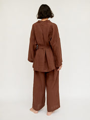 Deiji Studios | Tobacco 01 Linen Loungewear Set Long | The UNDONE