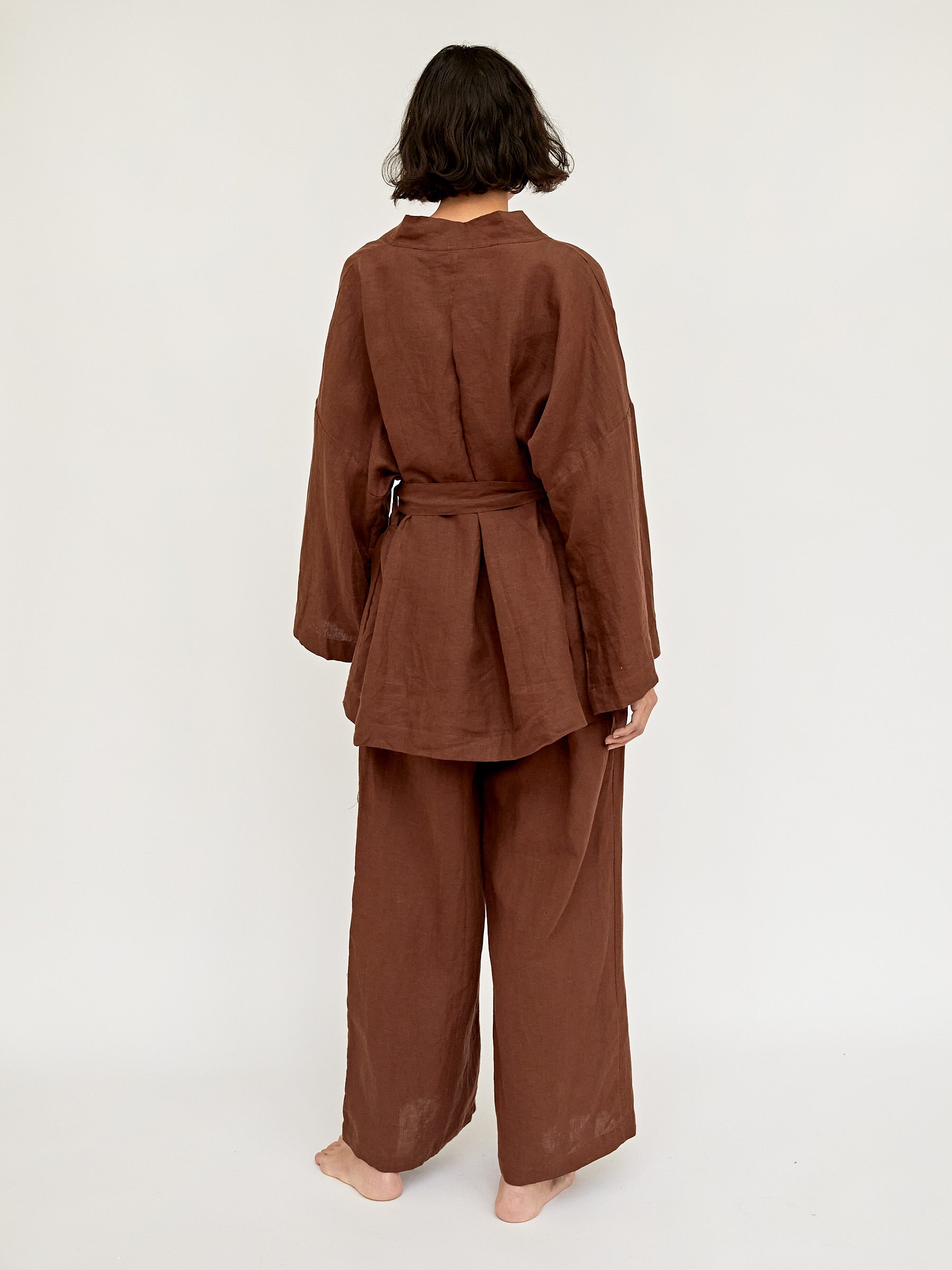 Deiji Studios | Tobacco 01 Linen Loungewear Set Long | The UNDONE