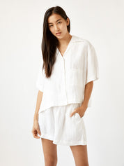 Deiji Studios | Short Sleeve Short Set in White | The UNDONE