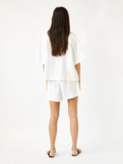 Deiji Studios | Short Sleeve Short Set in White | The UNDONE