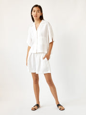 Deiji Studios | Short Sleeve Short Set in White | The UNDONE
